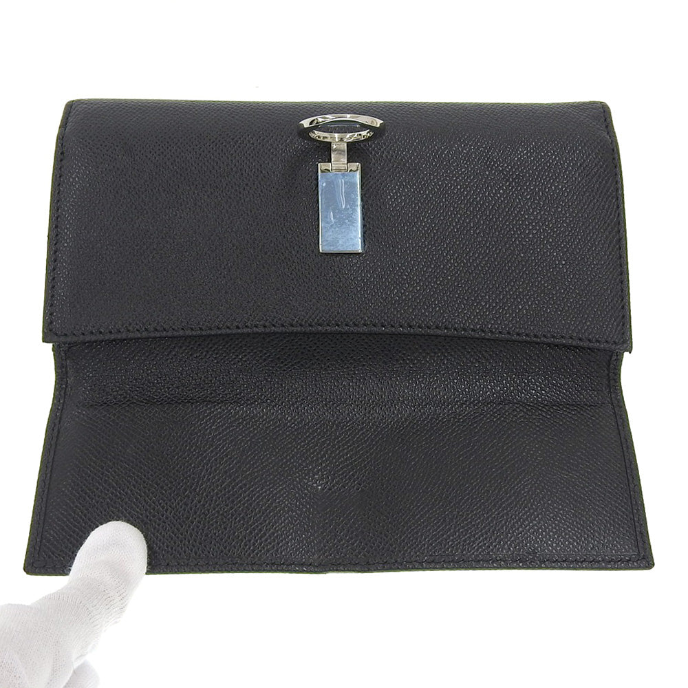 Bvlgari Leather Double Hook Long Wallet Black in Good Condition