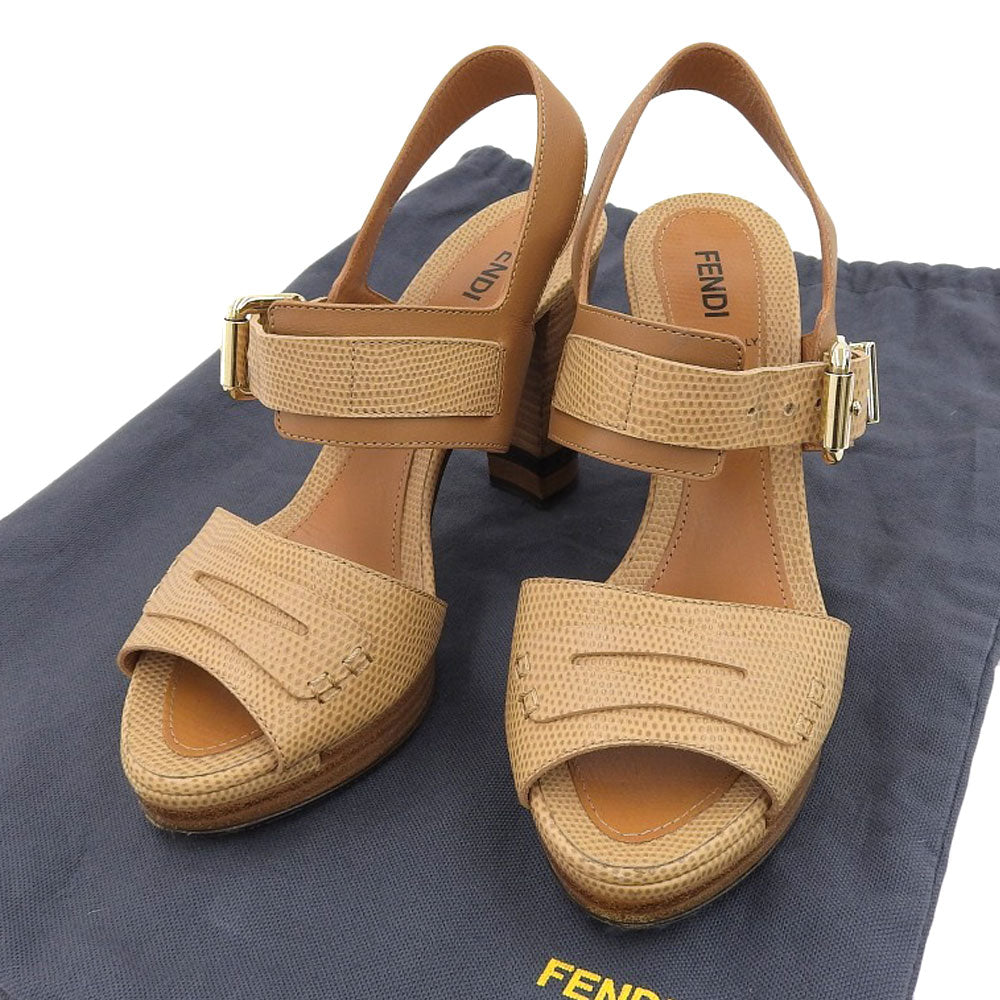 Fendi Leather Sandals Brown 35 1/2 Women in Great Condition