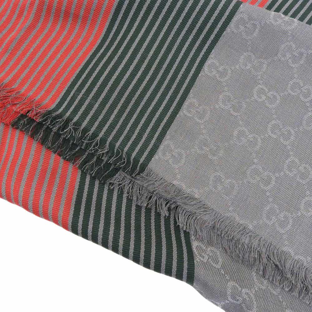 Gucci GG Pattern Cotton Silk Scarf Gray 387568 in Great Condition