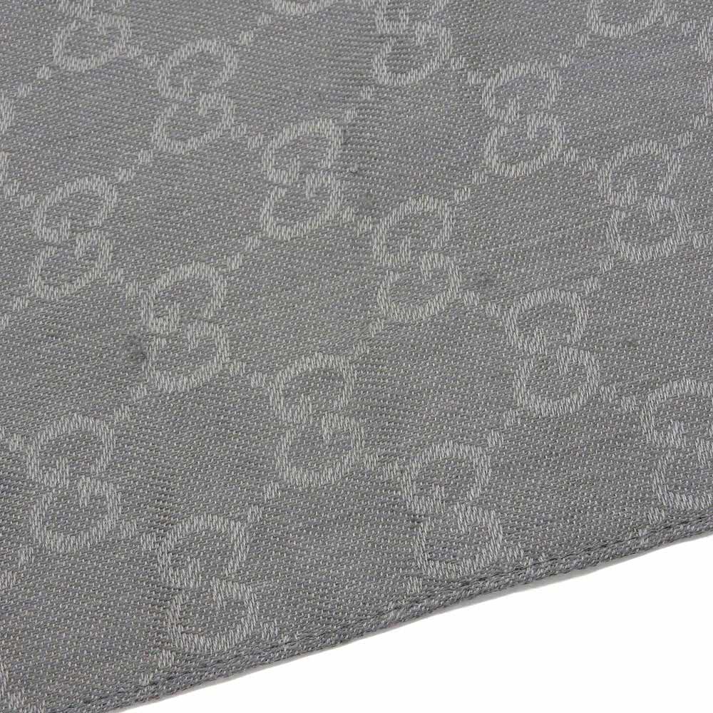 Gucci GG Pattern Cotton Silk Scarf Gray 387568 in Great Condition