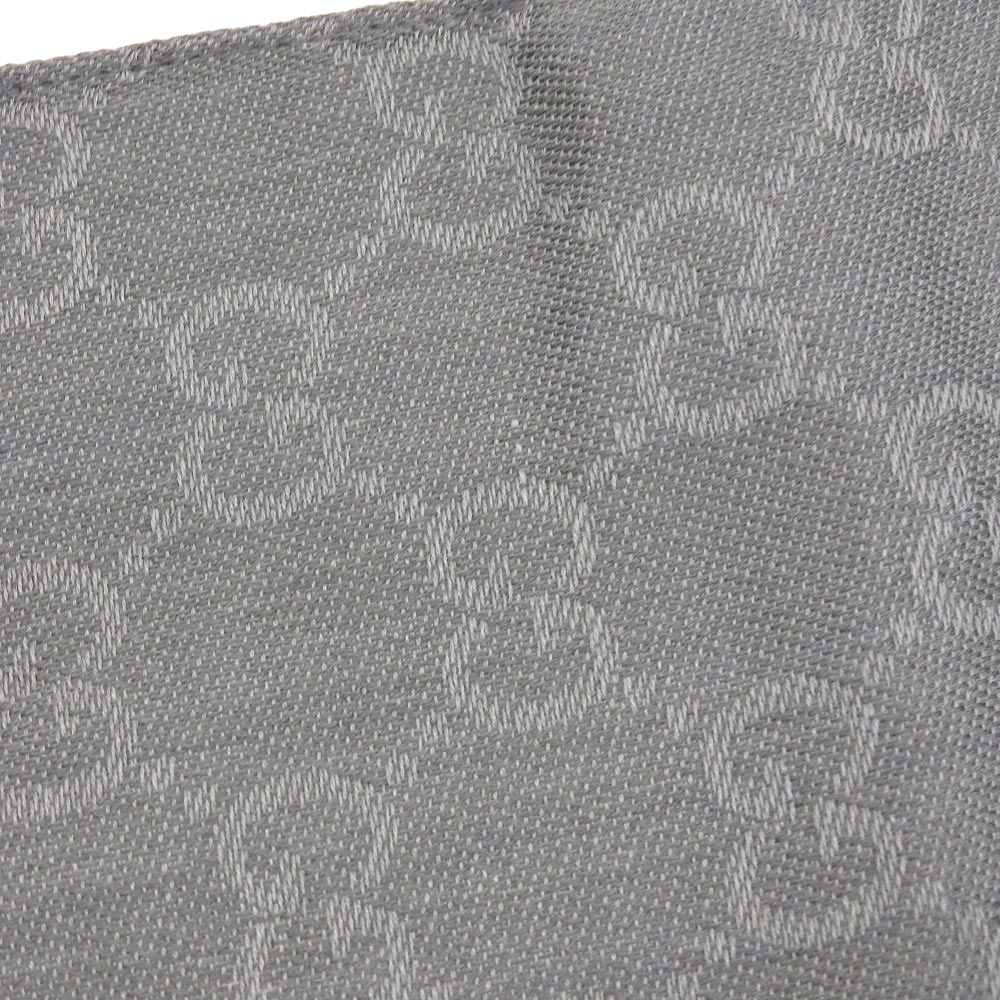 Gucci GG Pattern Cotton Silk Scarf Gray 387568 in Great Condition