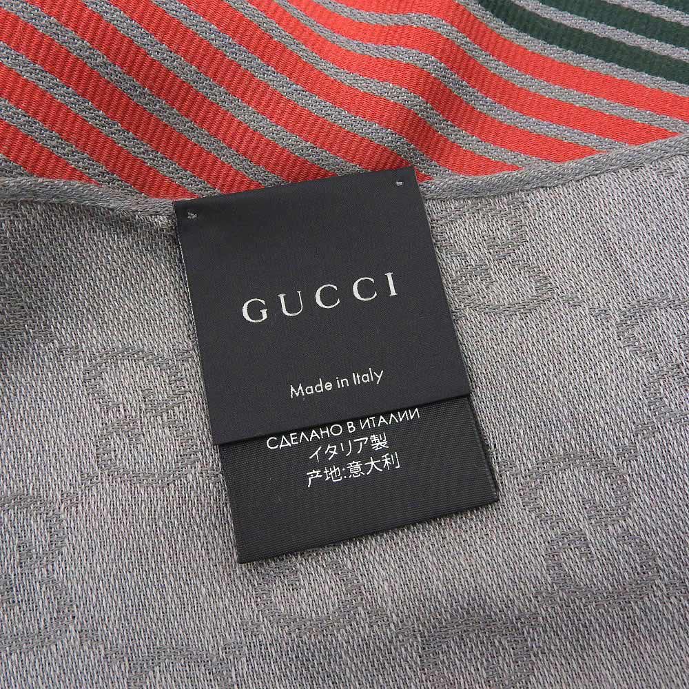 Gucci GG Pattern Cotton Silk Scarf Gray 387568 in Great Condition