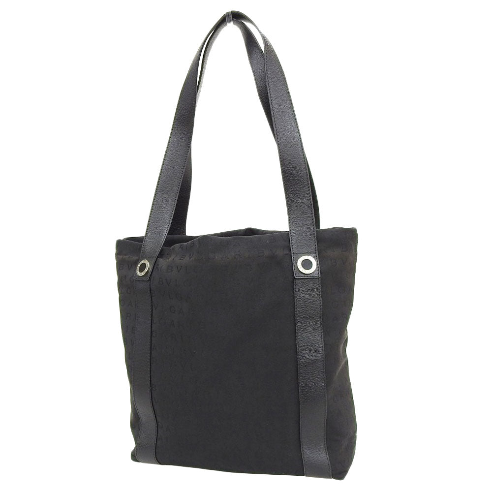 Bvlgari Canvas Tote Bag Black Logo Mania