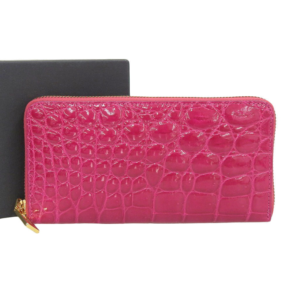 Crocodile Leather Round Zipper Long Wallet C 52658 07