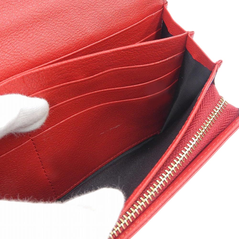 Crocodile Leather Long Wallet with Clasp, Red, No Brand