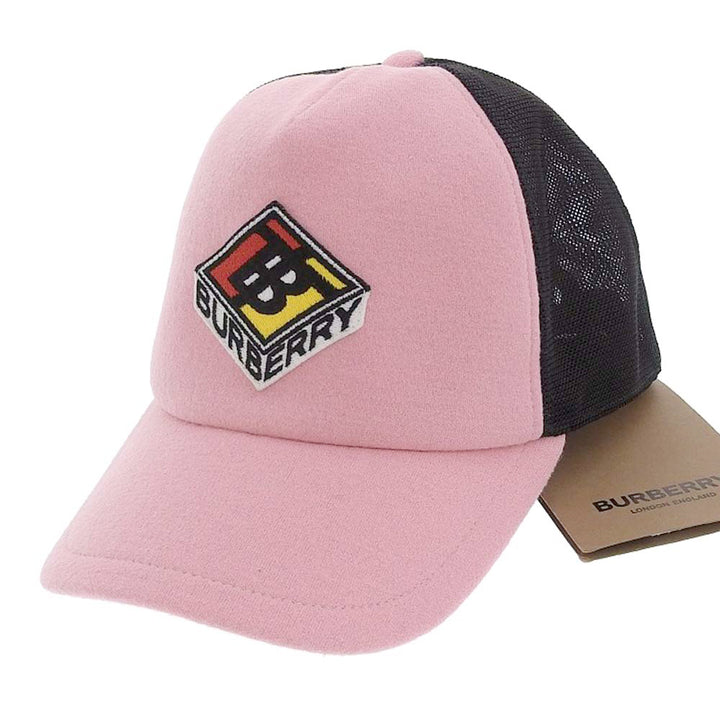 Burberry Wool Nylon Baseball Cap Pink Black L in Excellent Condition