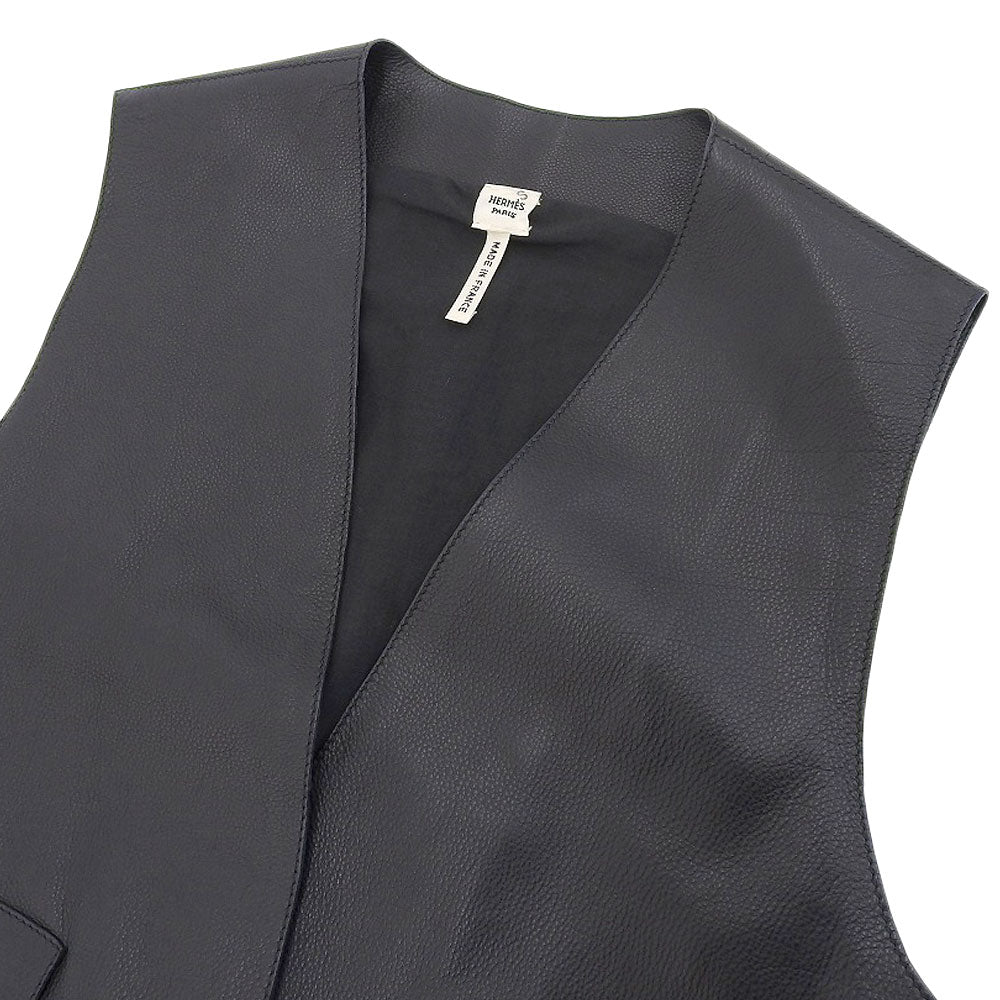 Hermes Leather Vest Black 36 Men