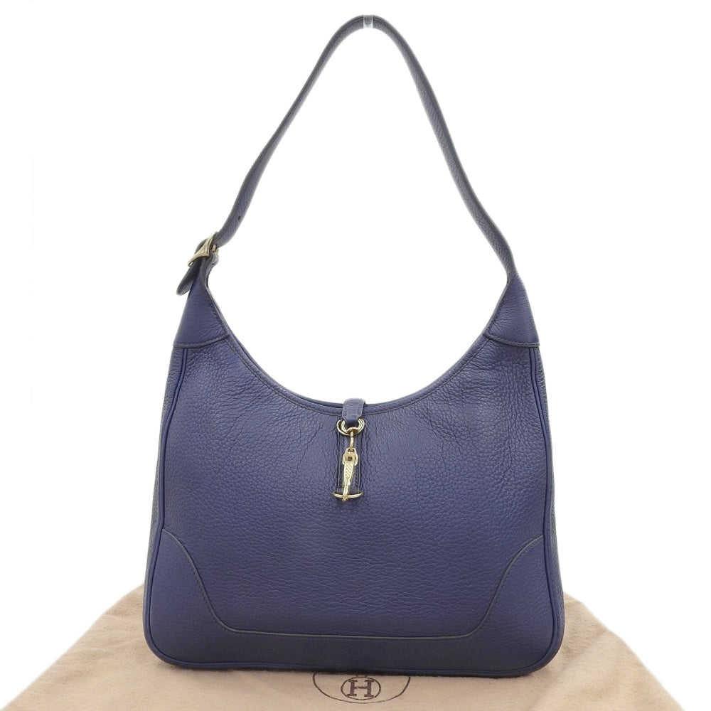 Hermes Trim 31 Togo Shoulder Bag Blue Gold Hardware