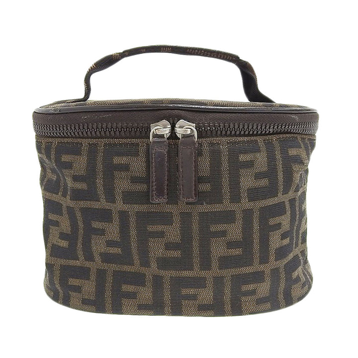 Fendi Canvas Vanity Bag Handbag Pouch Brown in Good Condition