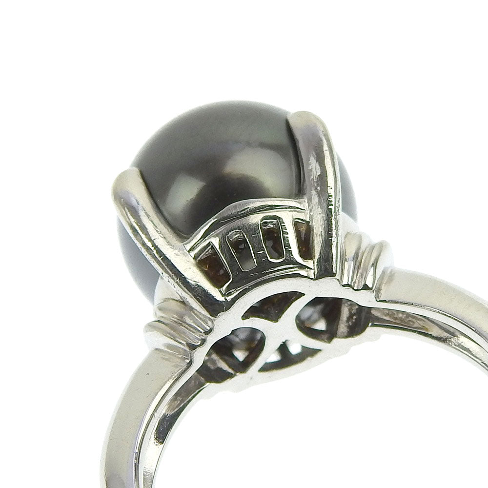 Pt900 Black Pearl Ring 11.1mm Size 10 in Excellent Condition