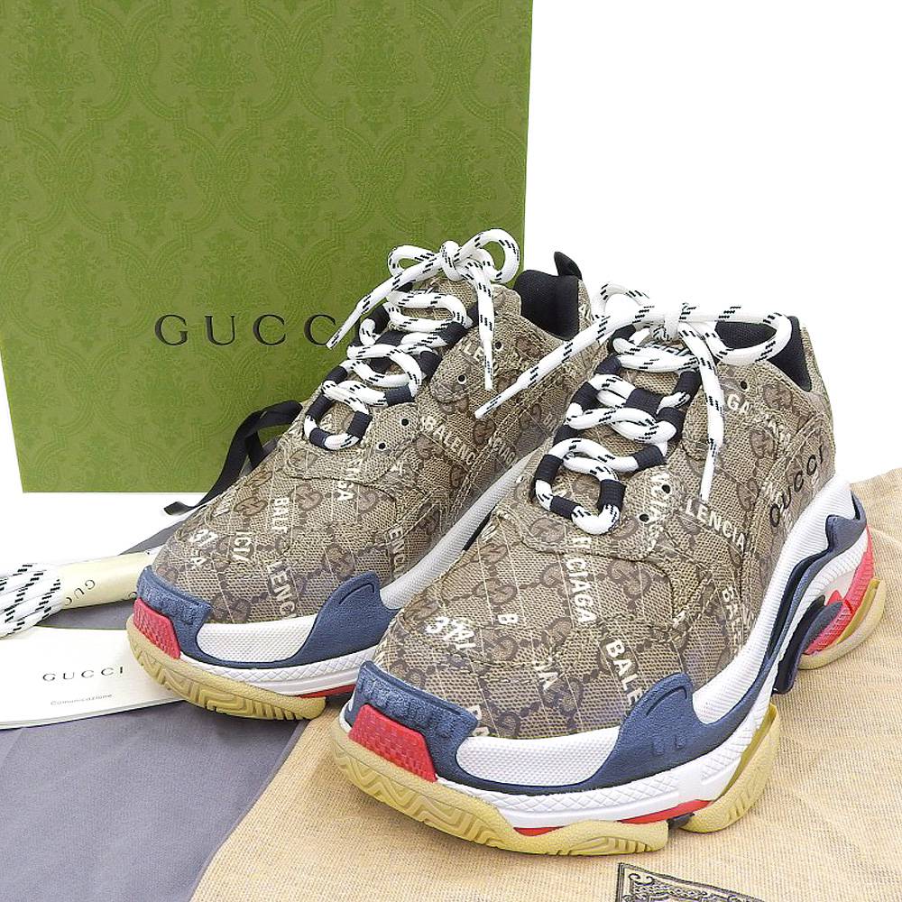 Gucci GG Supreme Triple S Sneakers 24.5 677192 ULZ10 9795 in Pristine Condition