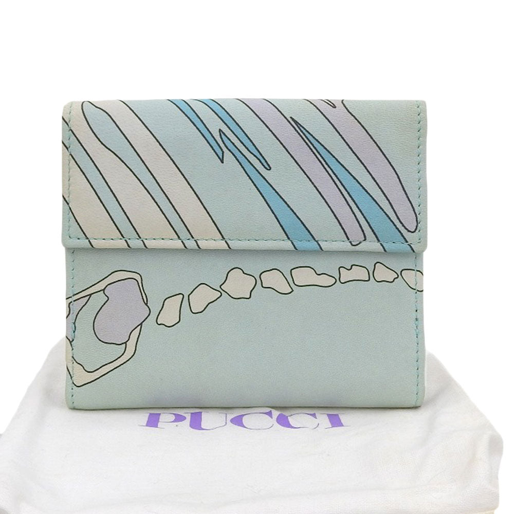 EMILIO PUCCI Compact Leather Wallet Light Blue in Great Condition