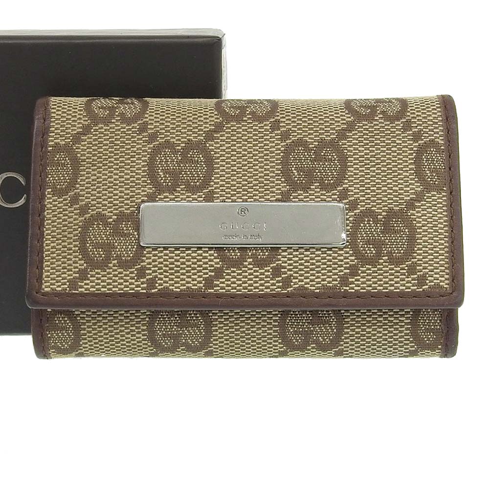 Gucci GG Canvas Key Case Brown in Very Good Condition