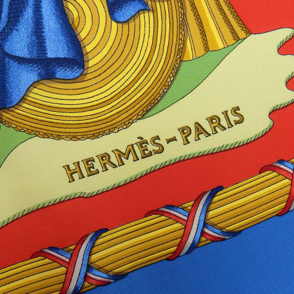 Hermes Silk Scarf 90cm Blue Red