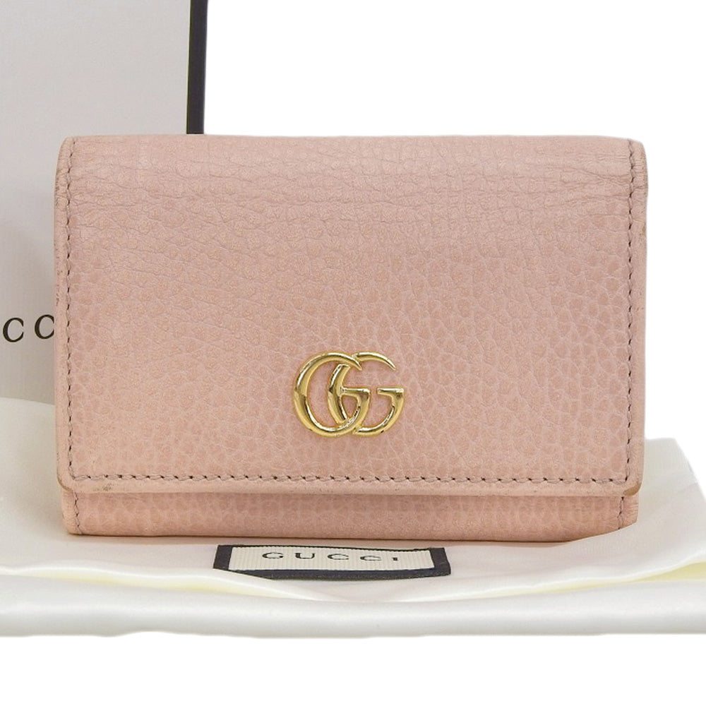 Gucci Leather L-Zip Compact Wallet Pink in Very Good Condition