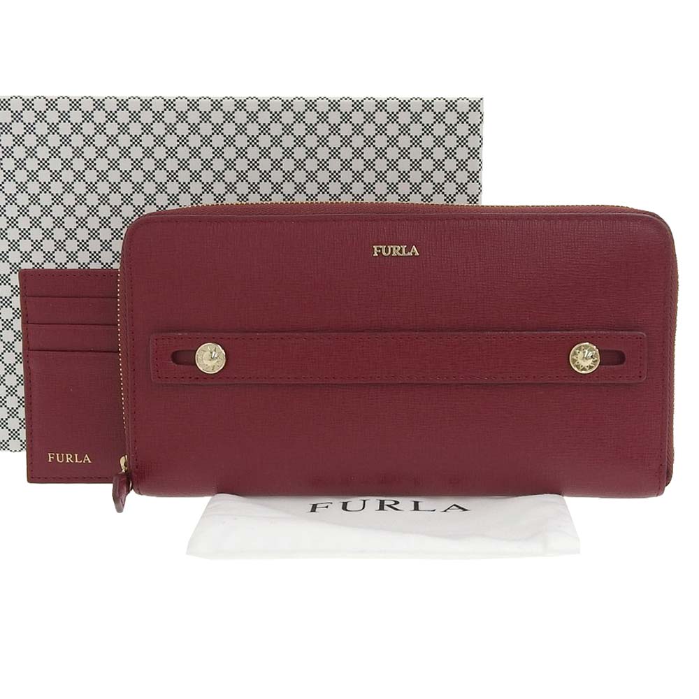 Furla Leather Clutch Bag Long Wallet