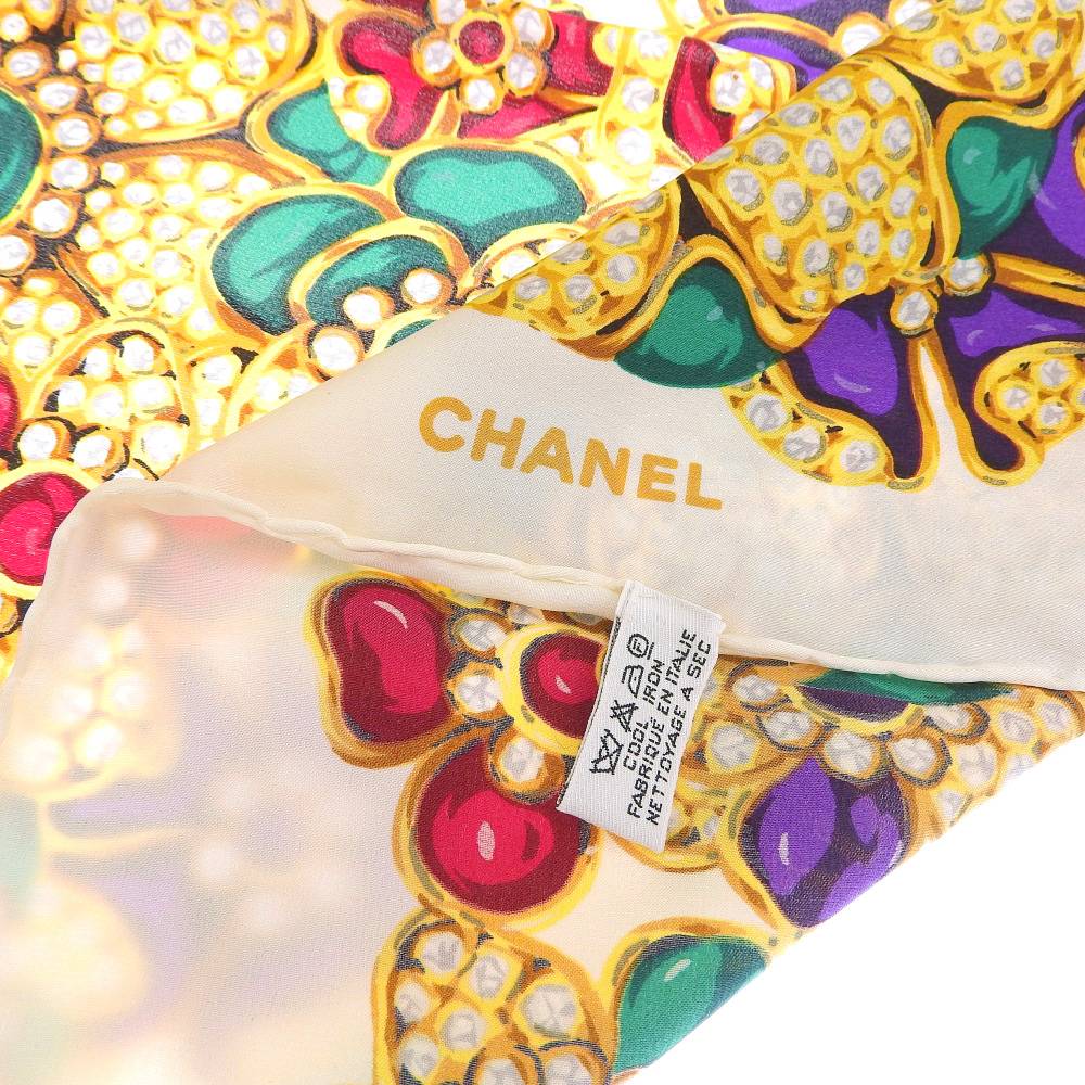 Chanel Silk Scarf with Jewel Flower Logo in Great Condition