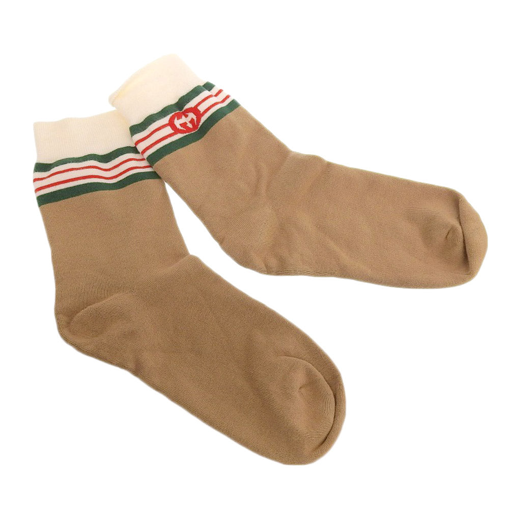 Gucci Interlocking G Logo Socks 21x18 Brown White in Great Condition