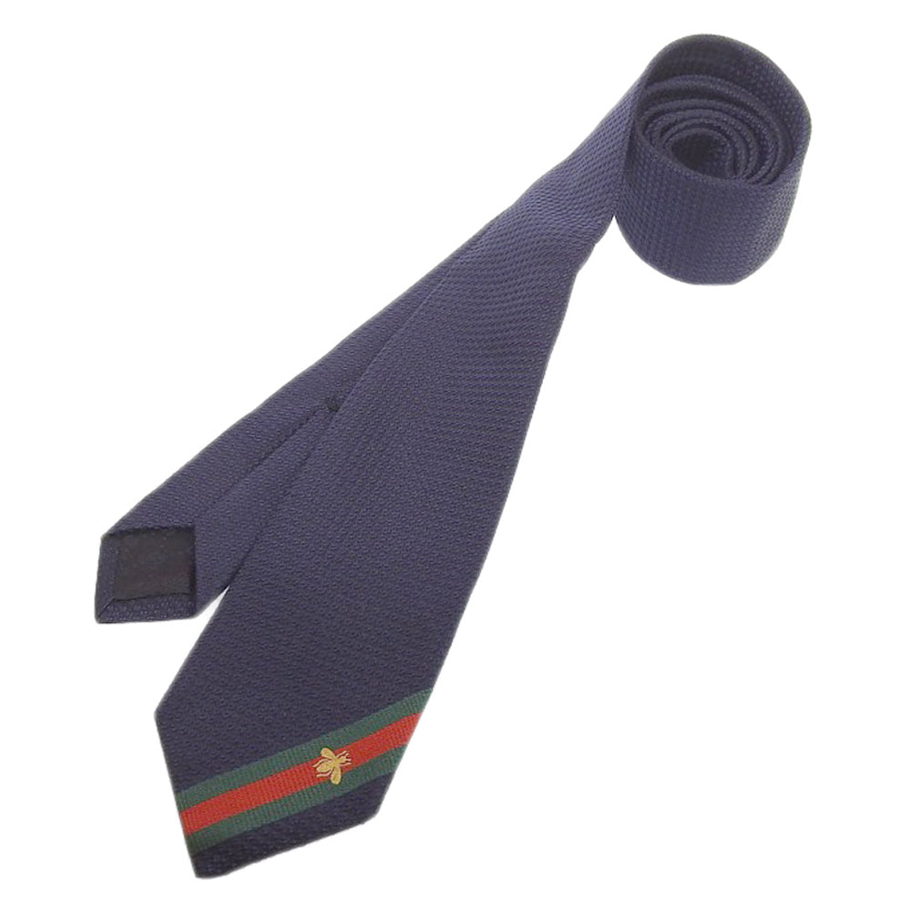 Gucci Silk Narrow Tie Navy Bee