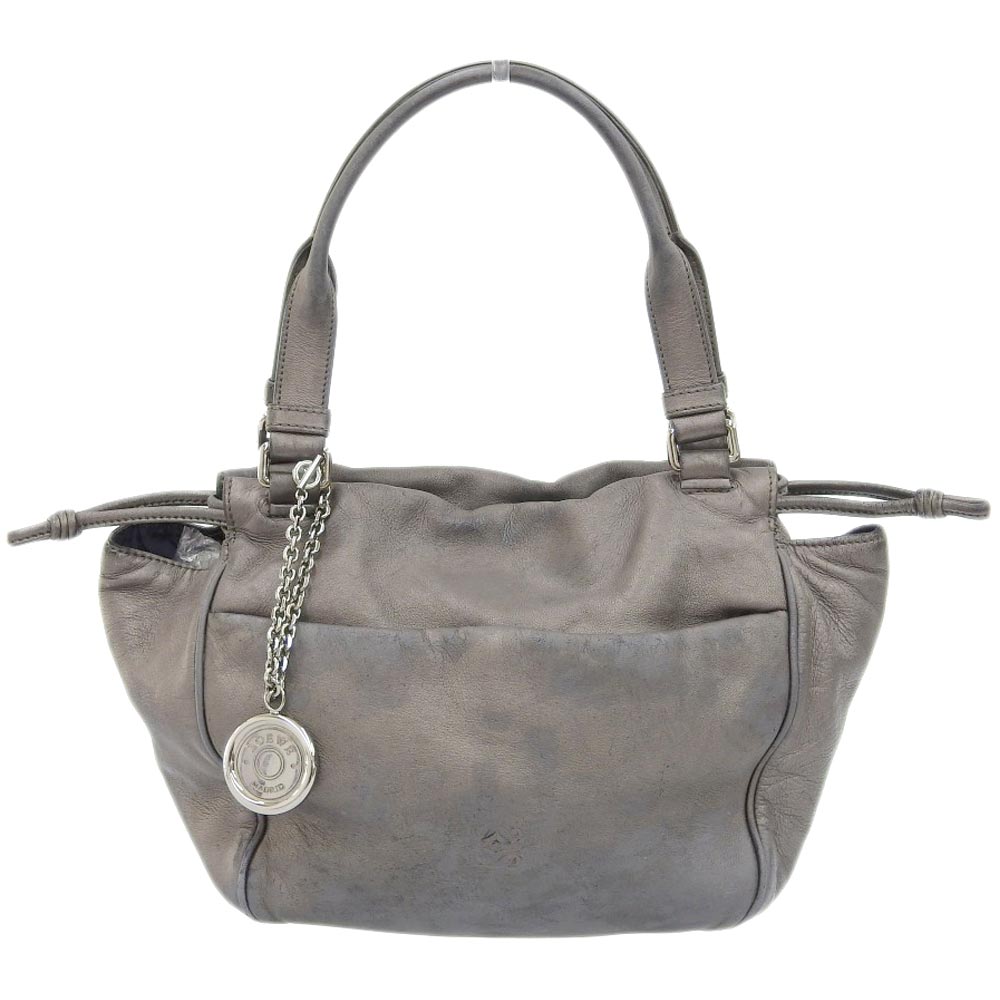 Loewe Leather Handbag Metallic Gray in Very Good Condition