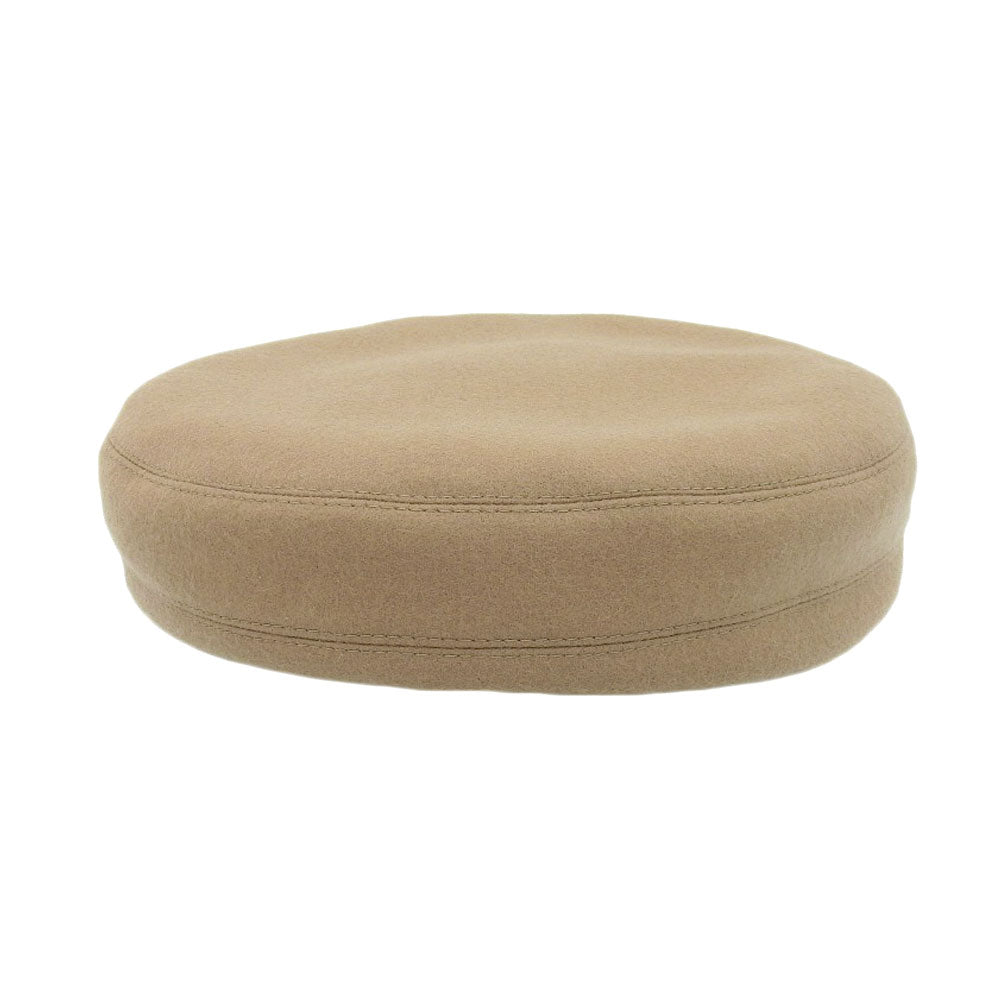 Hermes Cashmere Leather Beret Hat Beige in Excellent Condition