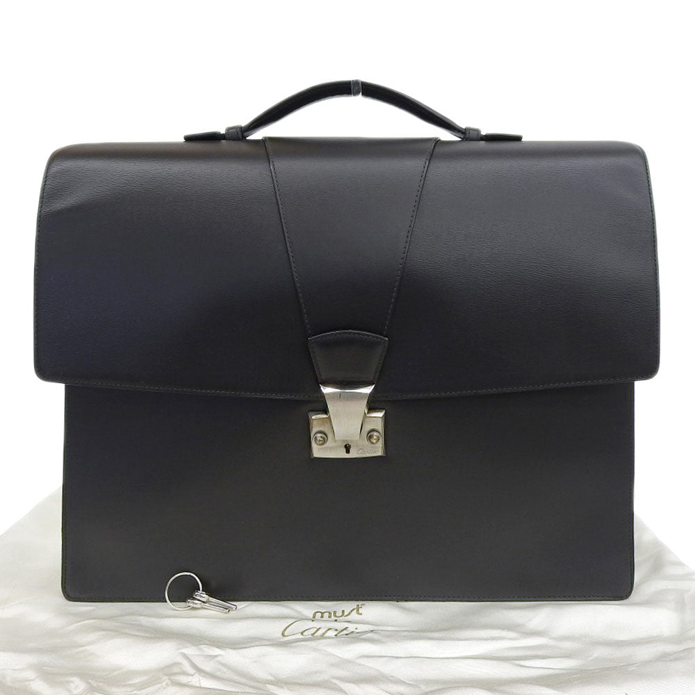 Cartier Tradition Leather Briefcase Black