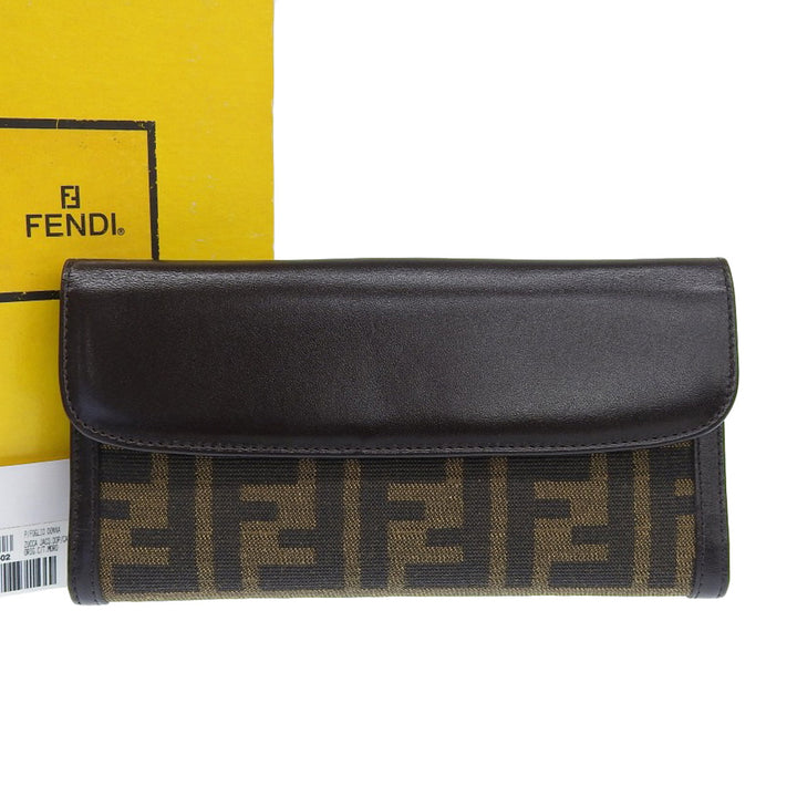 Fendi Canvas Leather Long Wallet in Excellent Condition