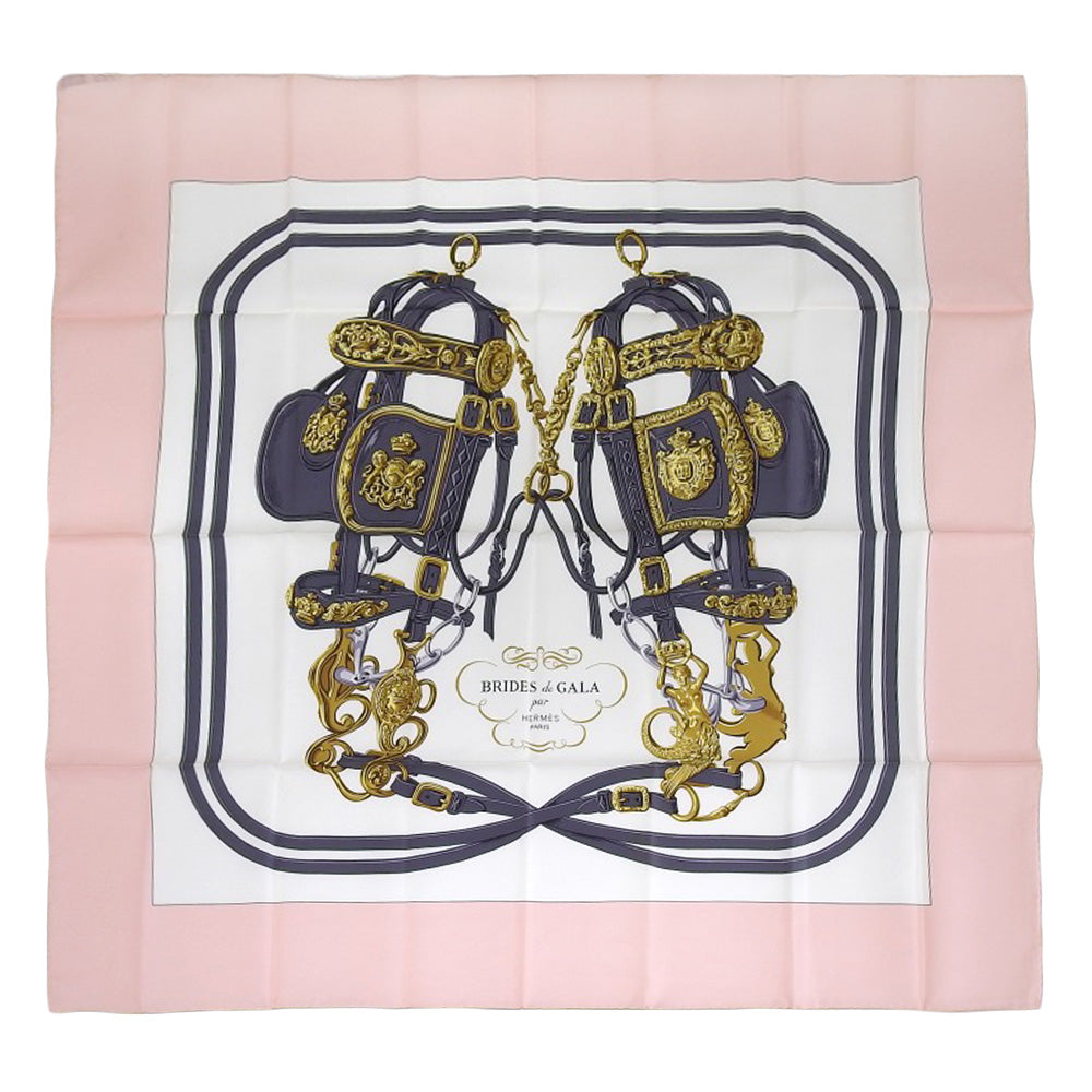 Hermes Silk Scarf 90cm Pink Multicolor in Excellent Condition