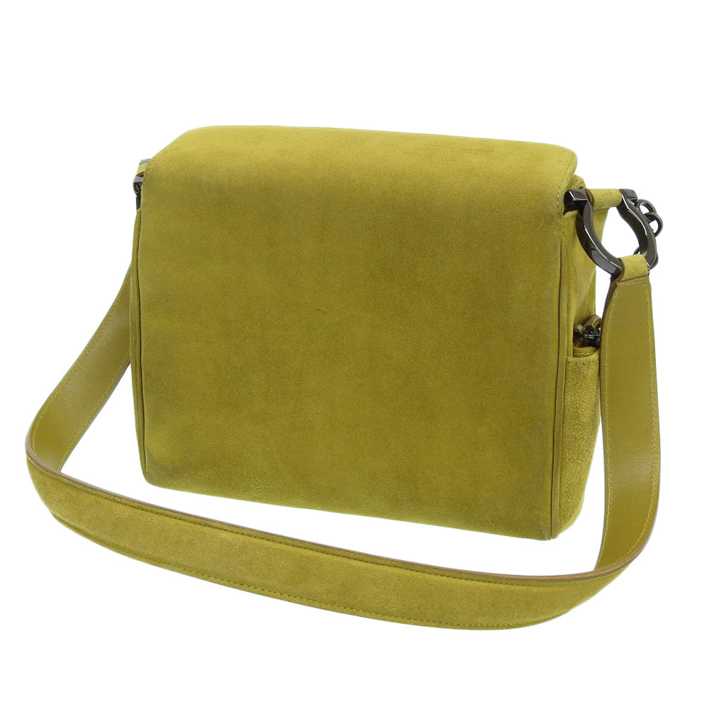 Salvatore Ferragamo Suede One Shoulder Bag Green in Great Condition