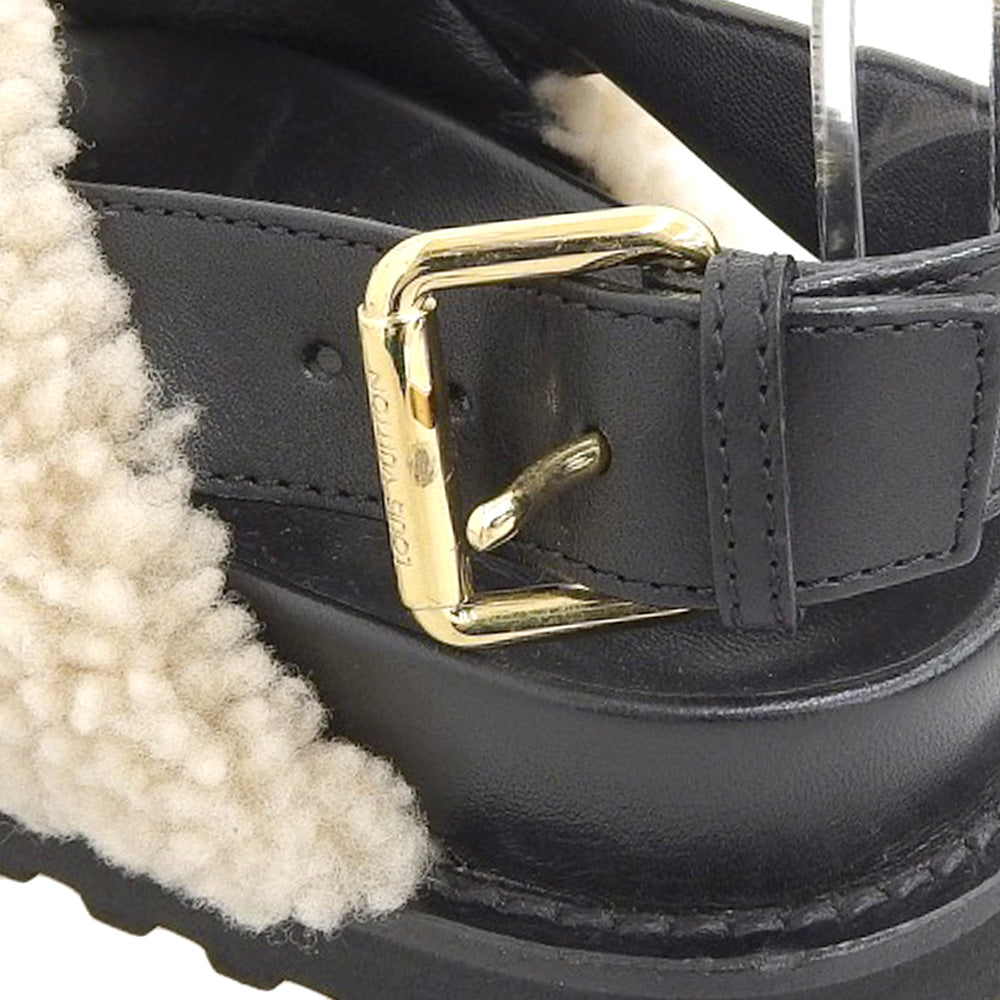 Louis Vuitton Monogram Paseo Line Fur Sandals 37 1A8QKA in Great Condition