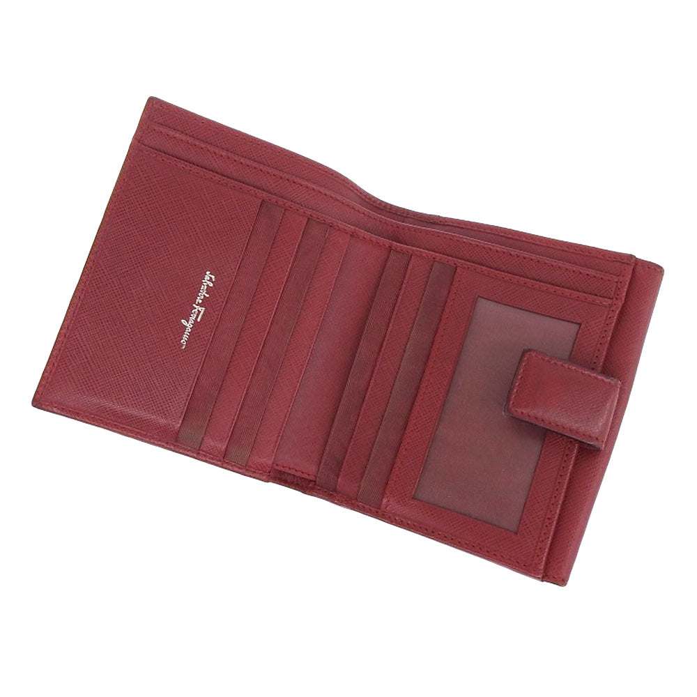 Salvatore Ferragamo Gancini Leather Bifold Wallet Red in Very Good Condition