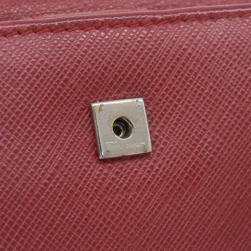 Salvatore Ferragamo Gancini Leather Bifold Wallet Red in Very Good Condition