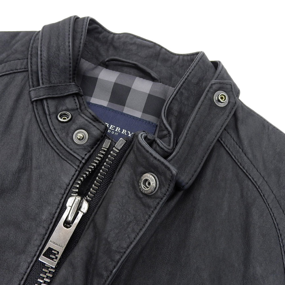 Burberry London Leather Jacket Black Check