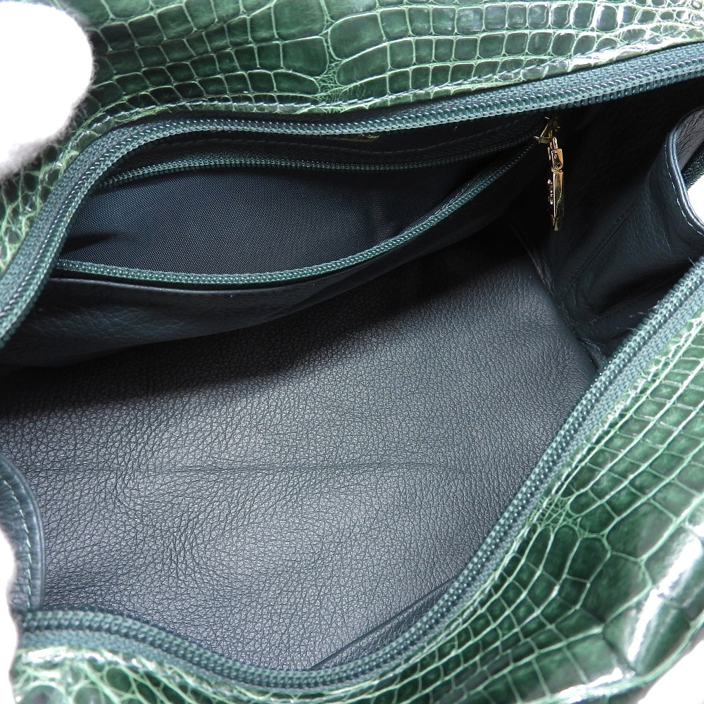 KWANPEN Crocodile Handbag Green Gold Hardware