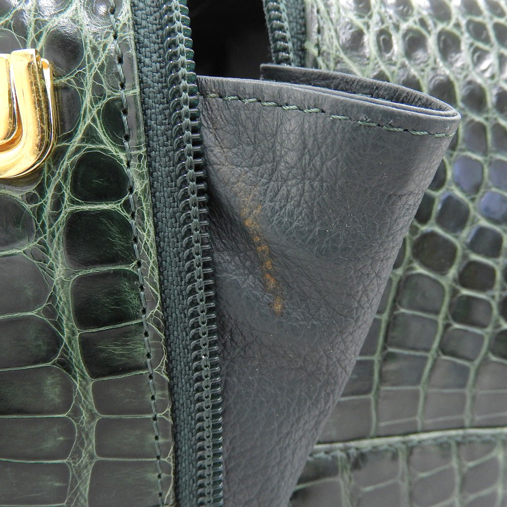 KWANPEN Crocodile Handbag Green Gold Hardware