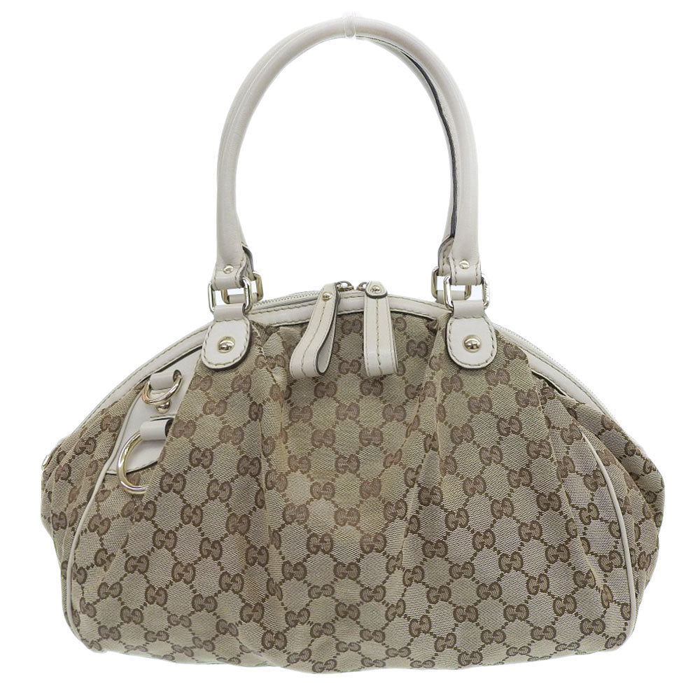 Gucci GG Canvas Leather Handbag Tote 223974 in Great Condition