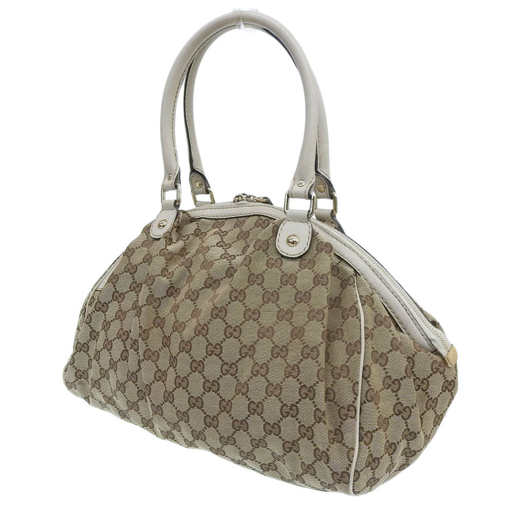 Gucci GG Canvas Leather Handbag Tote 223974