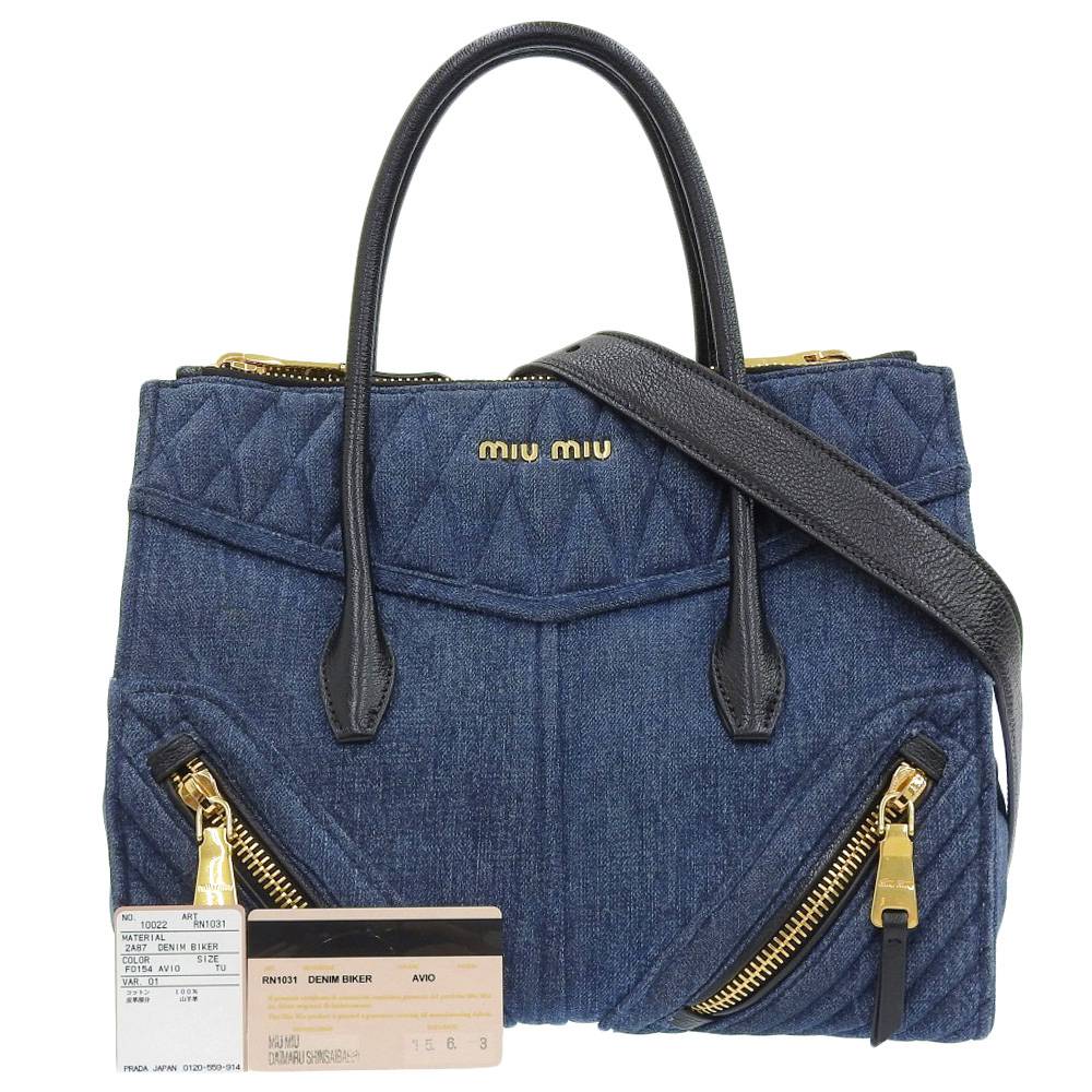 Miu Miu Denim Biker 2-Way Handbag RN1031