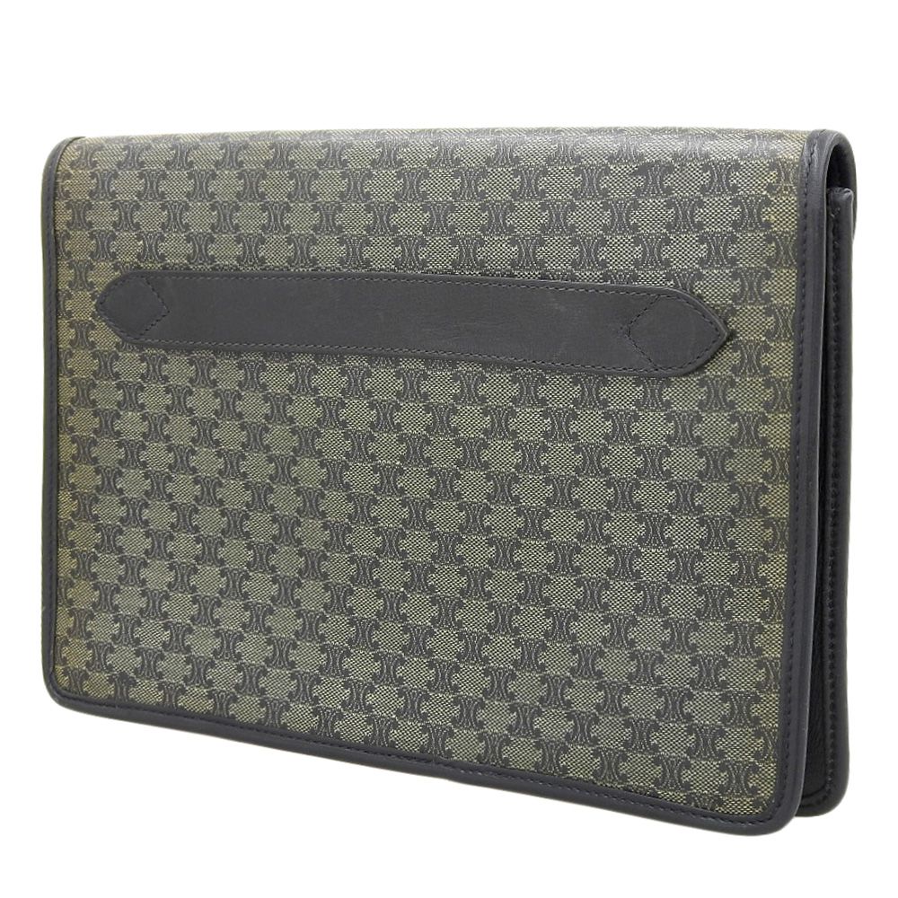 Celine Vintage Macadam Triomphe Clutch Bag Gray Black