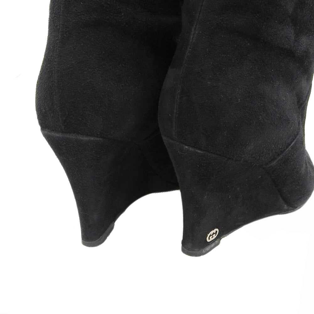 Gucci Suede Interlocking G Long Boots Black