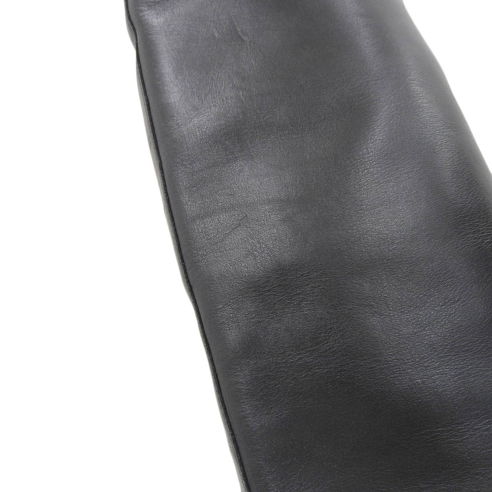 Hermes Leather Long Boots Black 36 1/2 in Good Condition