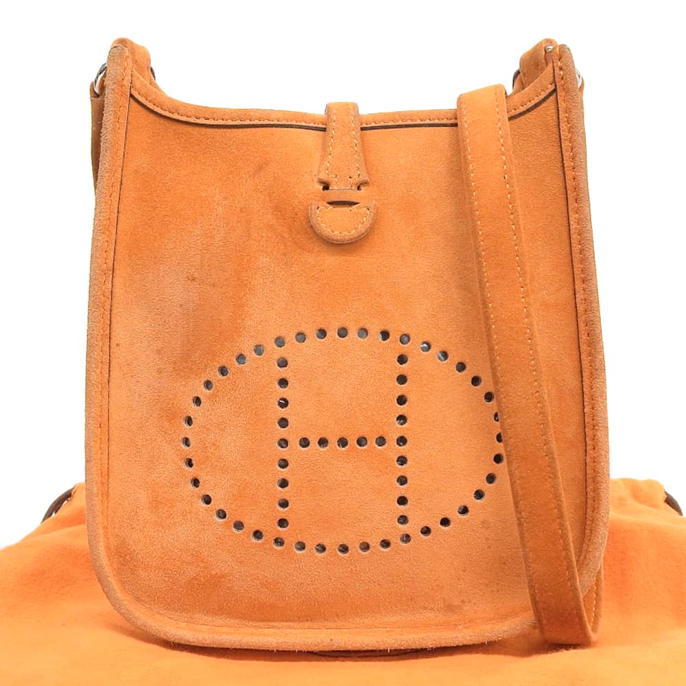 Hermes Evelyne TPM Suede Shoulder Bag Orange in Very Good Condition