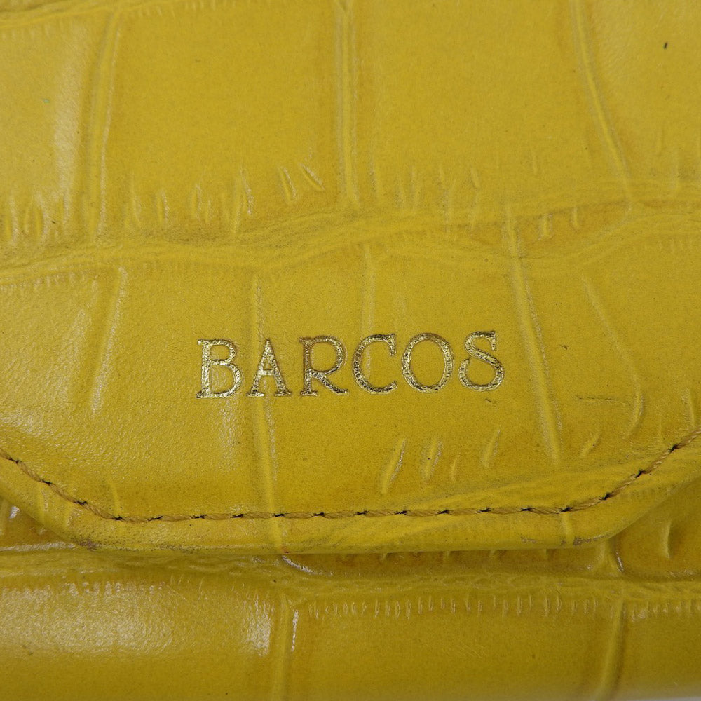 BARCOS Crocodile Embossed Leather Long Wallet with Clasp, Yellow