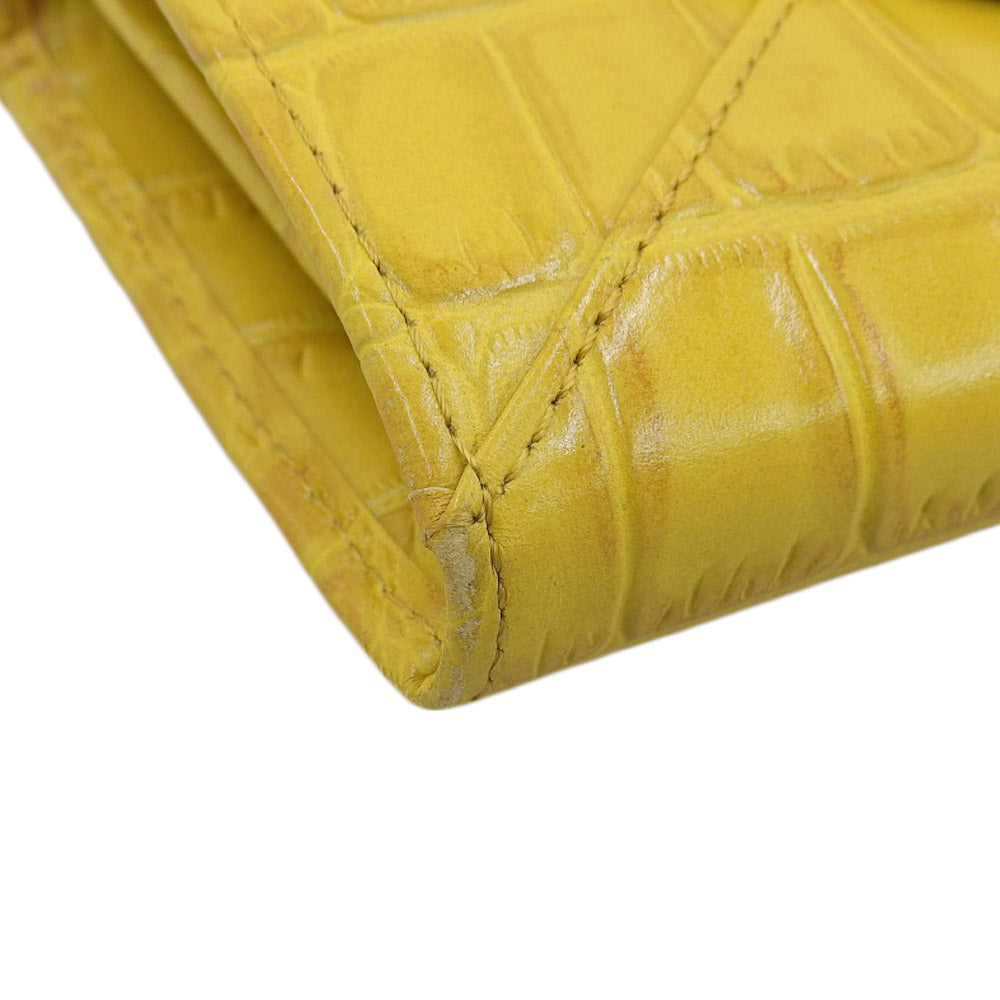 BARCOS Crocodile Embossed Leather Long Wallet with Clasp, Yellow