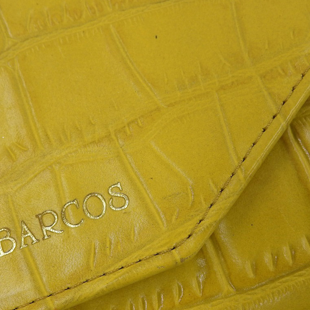 BARCOS Crocodile Embossed Leather Long Wallet with Clasp, Yellow