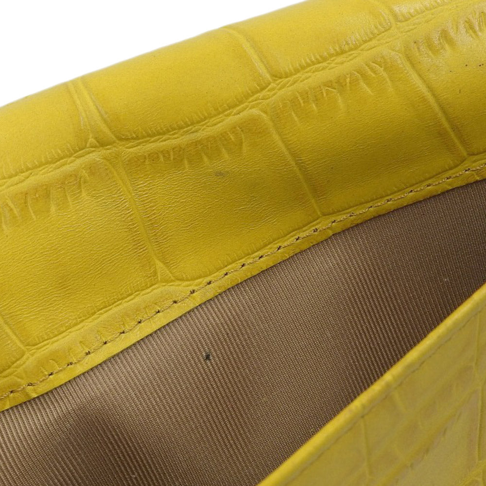 BARCOS Crocodile Embossed Leather Long Wallet with Clasp, Yellow