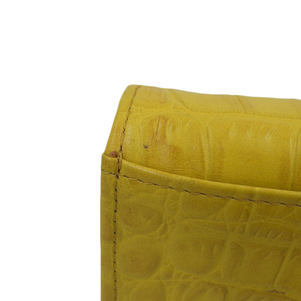 BARCOS Crocodile Embossed Leather Long Wallet with Clasp, Yellow