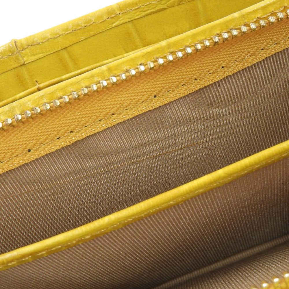 BARCOS Crocodile Embossed Leather Long Wallet with Clasp, Yellow