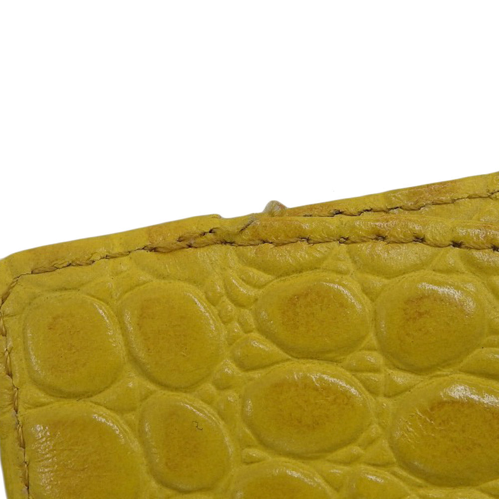 BARCOS Crocodile Embossed Leather Long Wallet with Clasp, Yellow