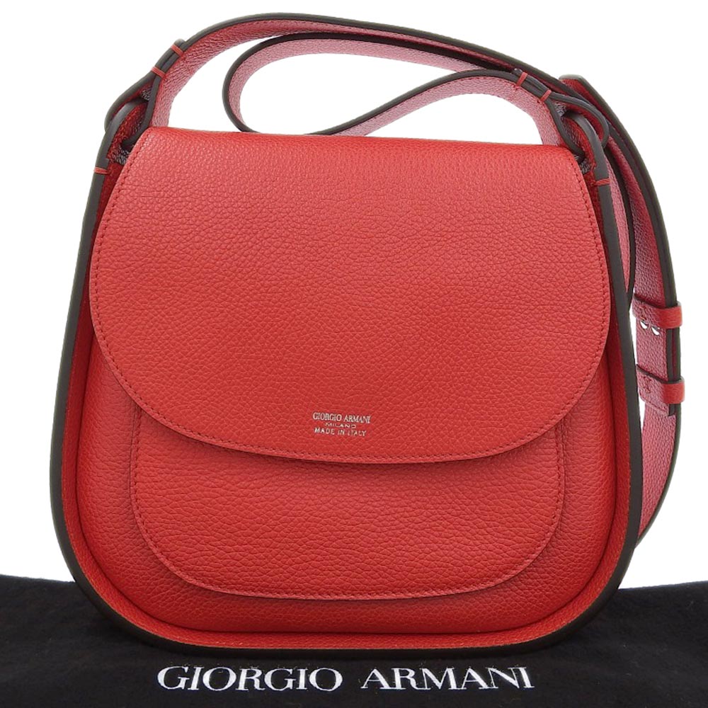 Giorgio Armani Leather One-Shoulder Bag Red